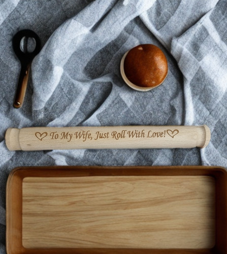Wooden rolling pin engraved - pin,