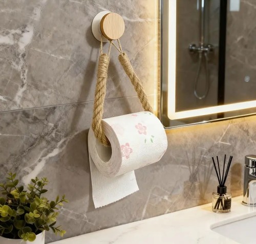 Boho rope toilet roll holder - toilet,