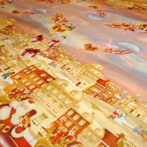 Golden christmas scene pvc - golden,