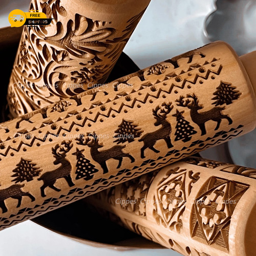 Wooden christmas embossing - wooden,